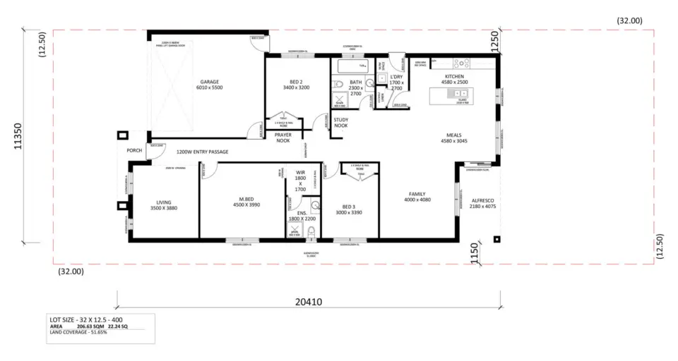 22.2 sq · 12.5 Front floor plan